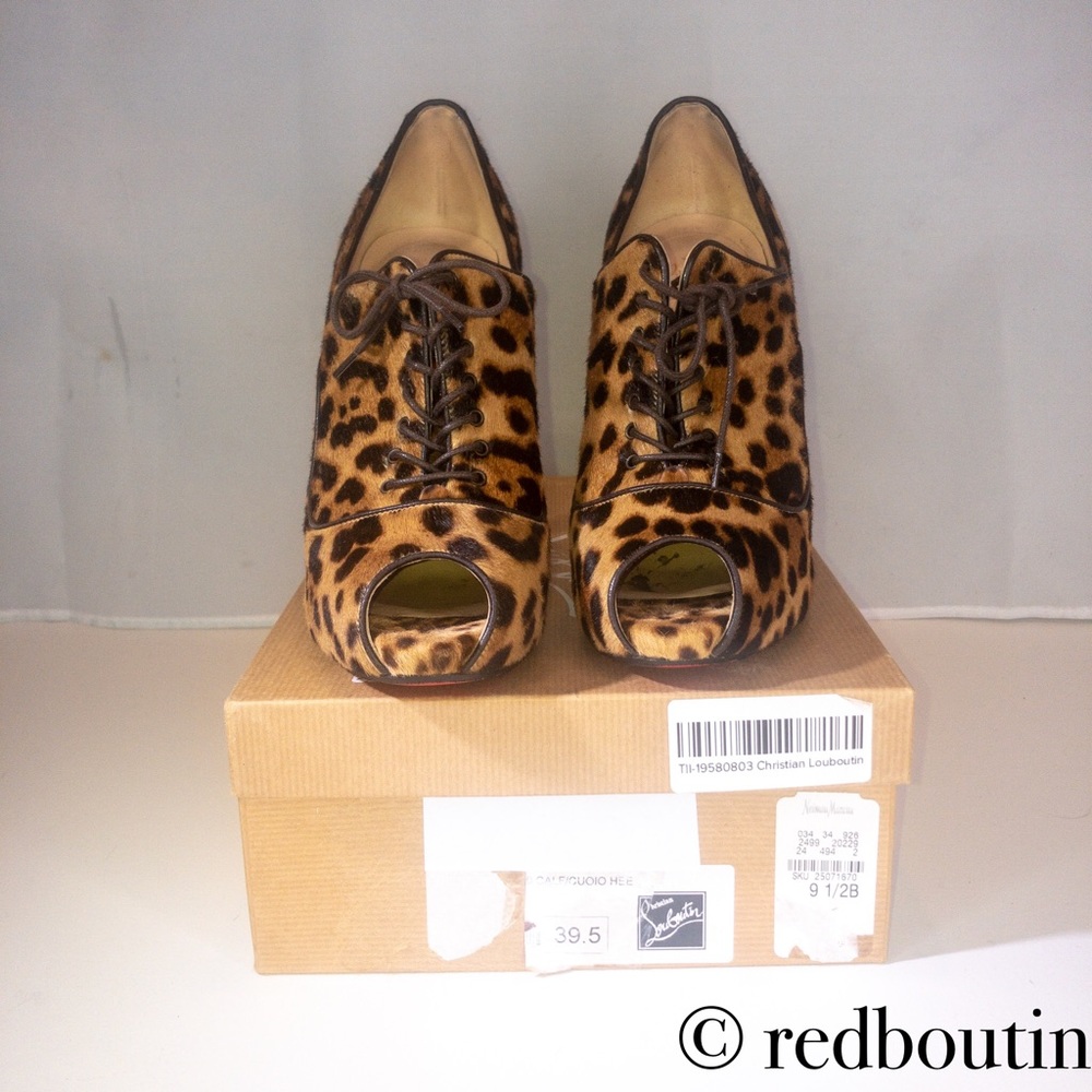 Traded 👠Derby leopard pony hair open toe booties - Picture 7 of 8